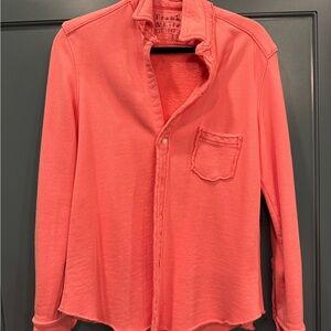 Frank & Eileen Coral Pink Button-Down Sweatshirt